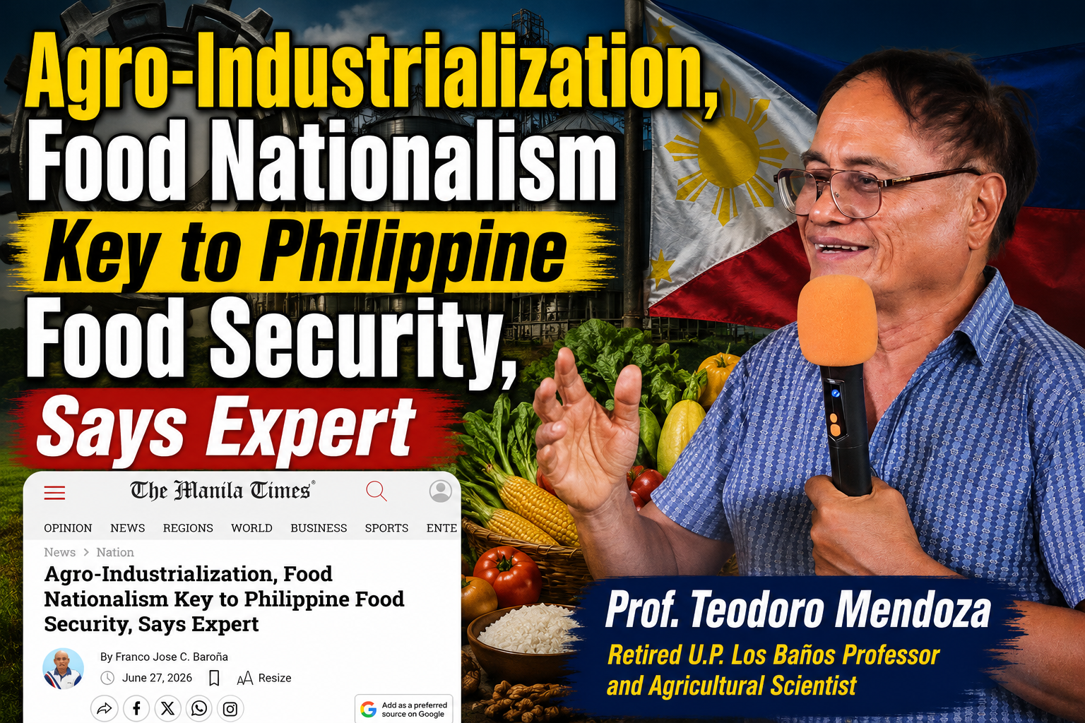 Agro-Industrialization, Food Nationalism Key to Philippine Food Security, Says Expert